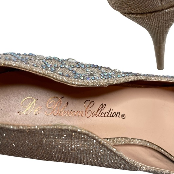 De Blossom Collection Platform Embellished Peep Toe Stiletto Heels 10 Kinko-37 - Picture 9 of 9